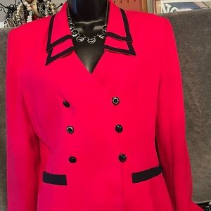 Fuchsia Blazer Trimmed with black piping